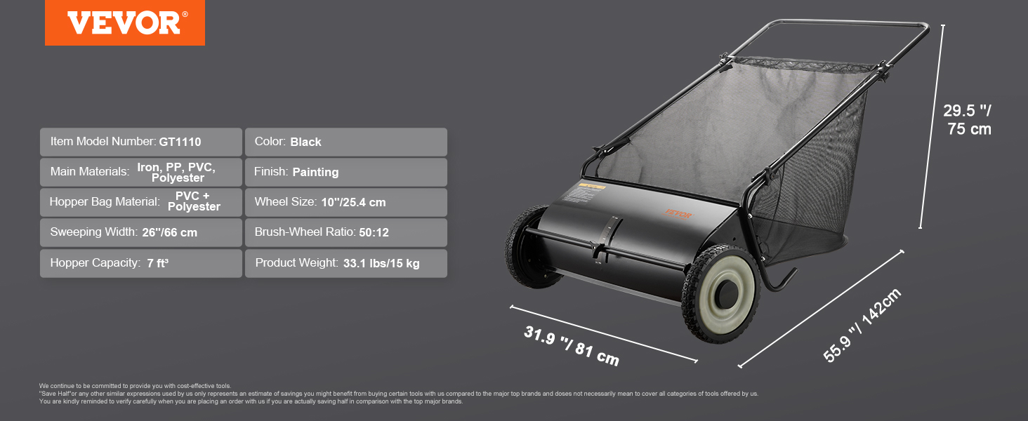 hand push lawn sweeper