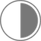 a black and white circle with a half of the moon