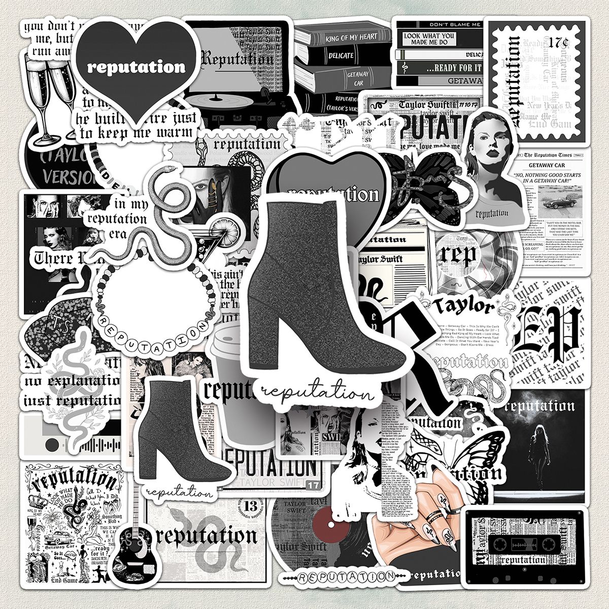 50-Piece TS-Inspired Sticker Pack for Journals, Luggage & More