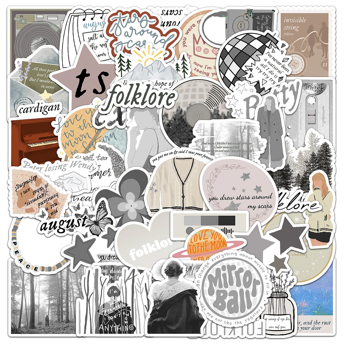50-Piece TS-Inspired Sticker Pack for Journals, Luggage & More