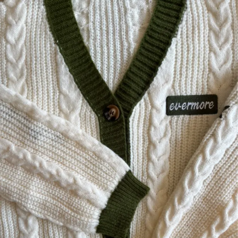 Green & White Evermore Cardigan