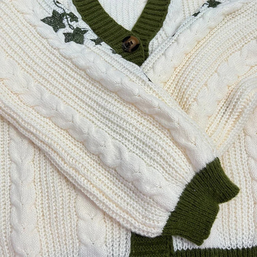 Green & White Evermore Cardigan