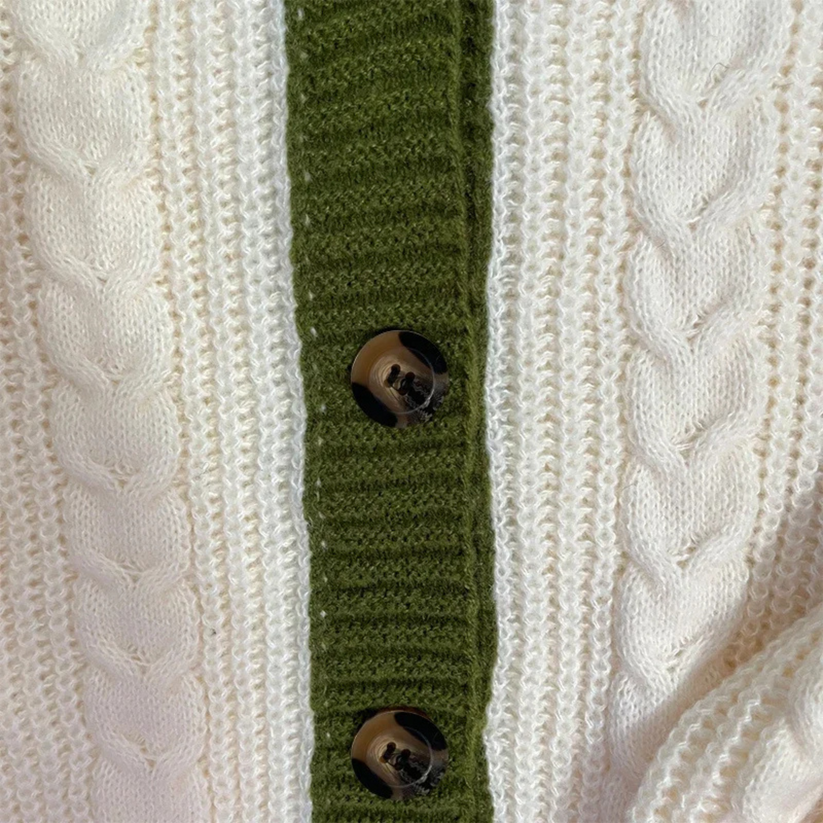 Green & White Evermore Cardigan