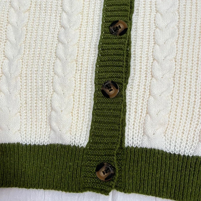 Green & White Evermore Cardigan