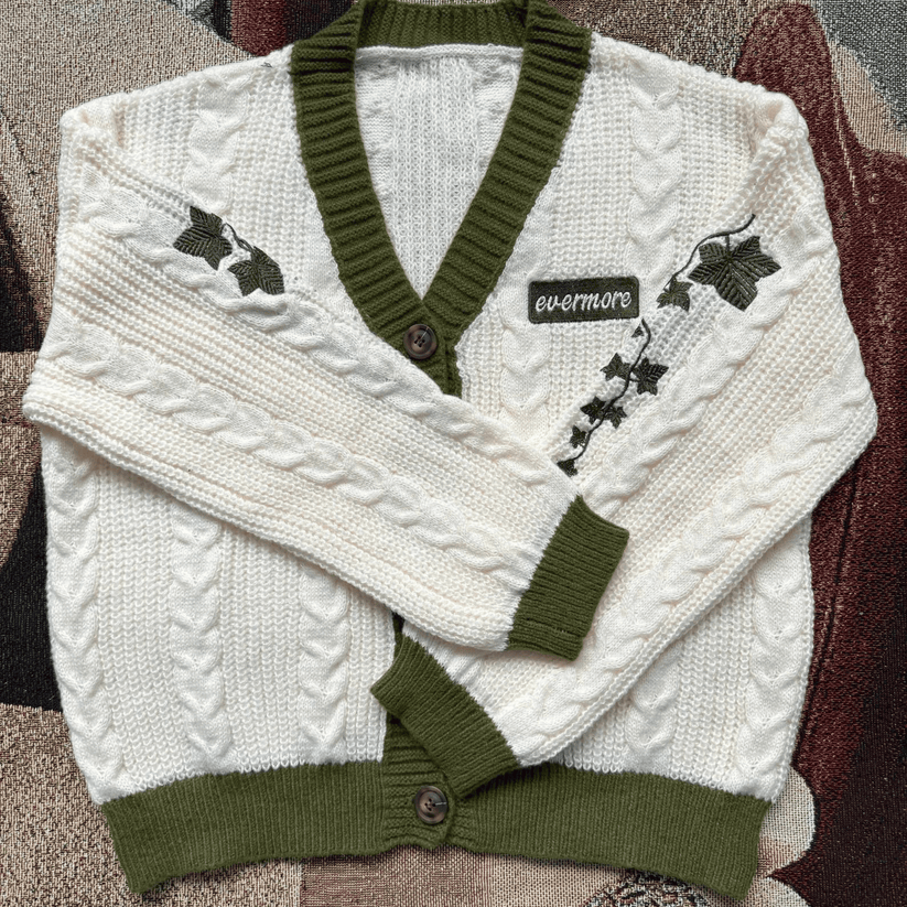Green & White Evermore Cardigan
