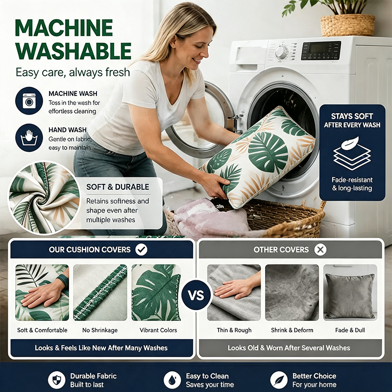 machine washable Coconut Palm Leaves  cushion cover
