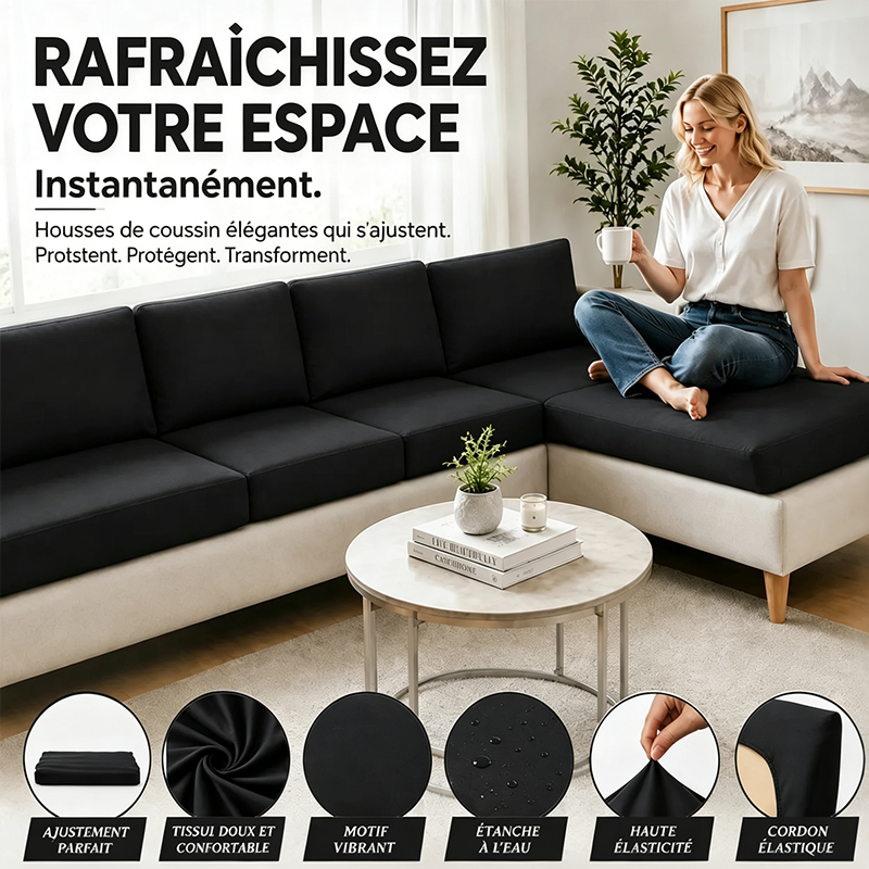 Housses de coussin noires pour canapé d'extérieur