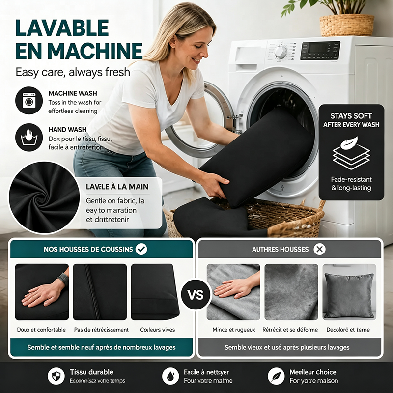 Housses de coussin noires pour canapé d'extérieur