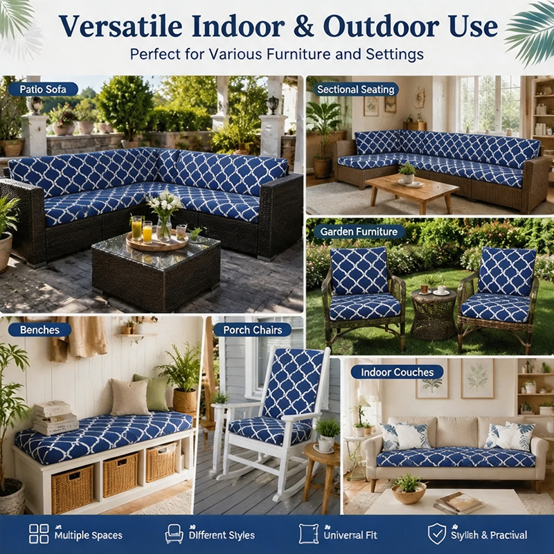 Navy Geometric Cushion Covers perfect for various funiture and settings indoor & outdoor