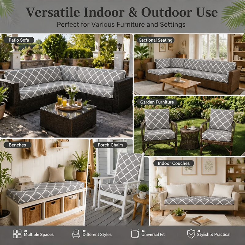 Gray Geometric Cushion Covers perfect for various funiture and settings indoor & outdoor