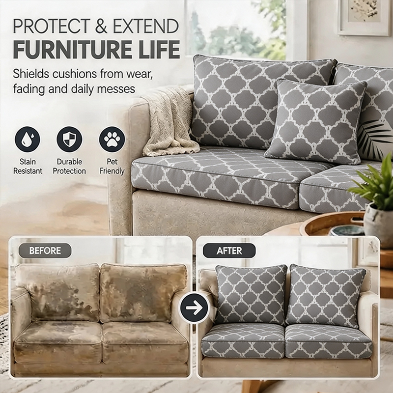 Gray Geometric replacement cushion covers for refresh coach