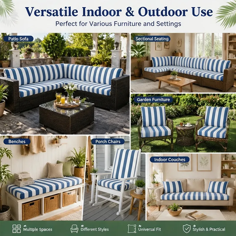 Blue and White Stripes Cushion Covers perfect for various funiture and settings indoor & outdoor