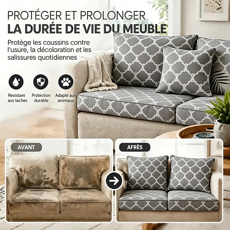 Gray Geometric Outdoor Patio Sofa Cushion Covers