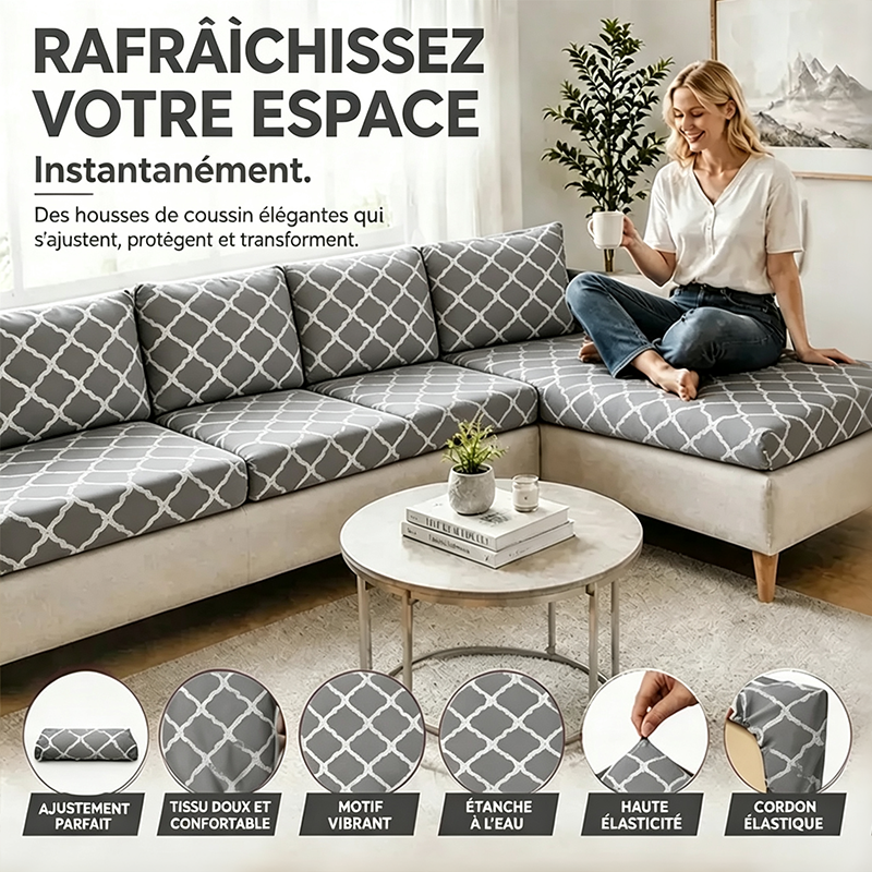Gray Geometric Outdoor Patio Sofa Cushion Covers