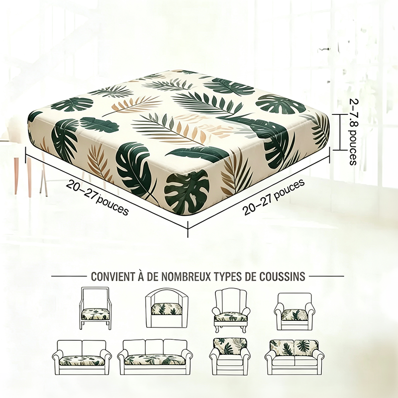 Housses de coussin de canapé de terrasse à motif de feuilles de palmier