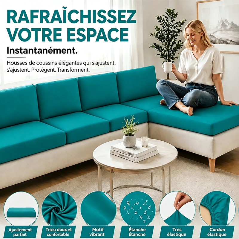 Housses de coussins turquoise pour canapé d'extérieur