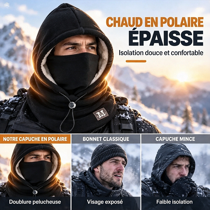 Cagoule polaire d'hiver – Chauffe-visage et cache-cou 3 en 1