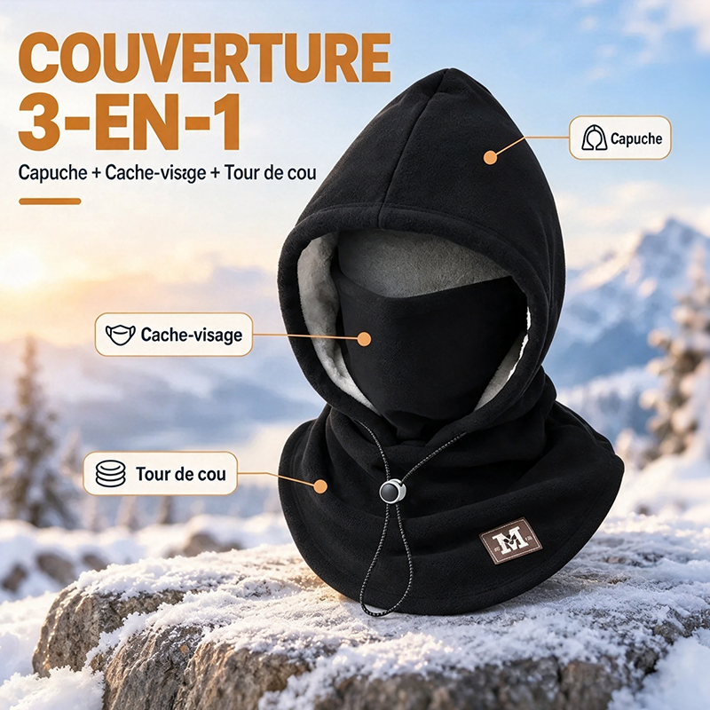 Cagoule polaire d'hiver – Chauffe-visage et cache-cou 3 en 1