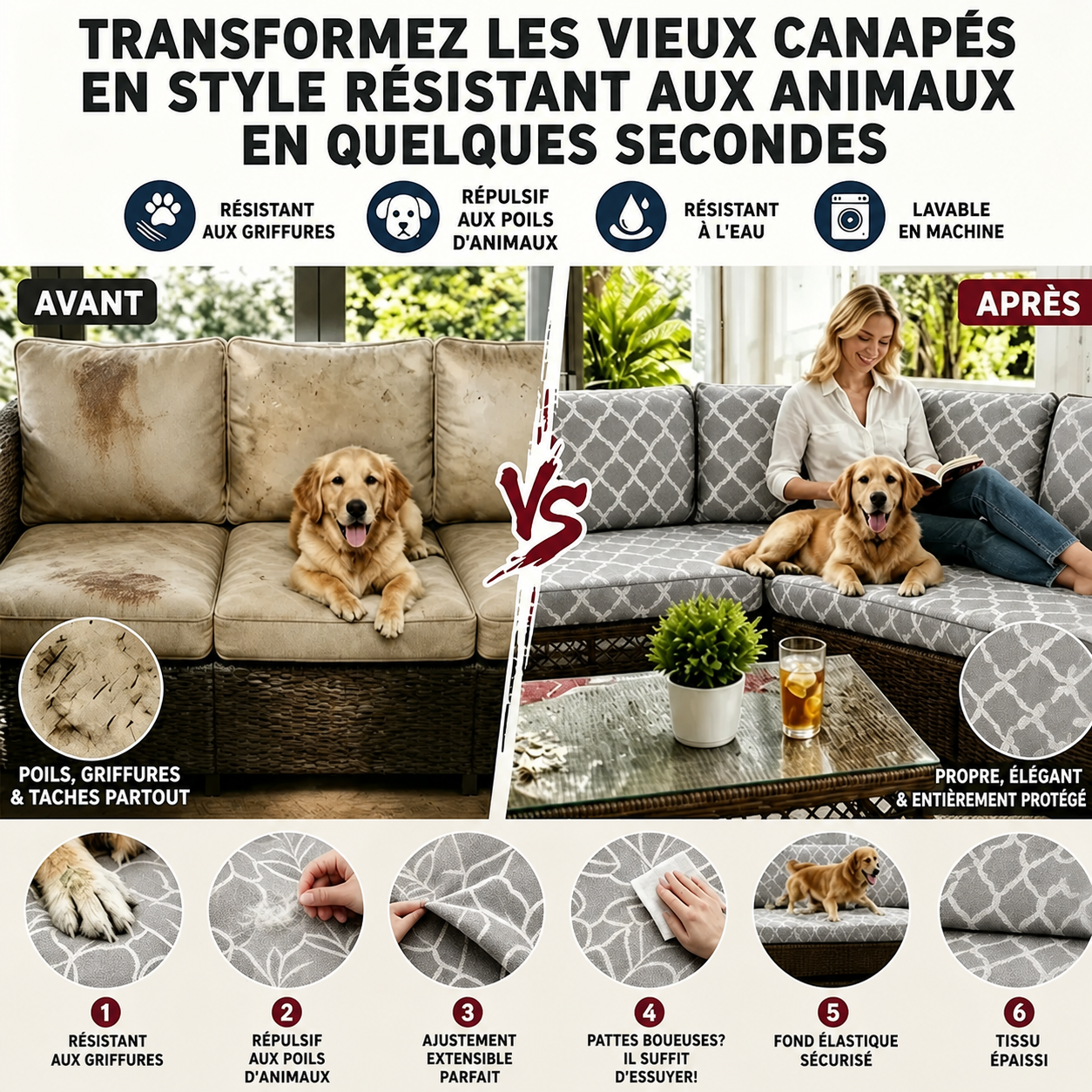 Housses de coussin de canapé de terrasse à motif géométrique gris