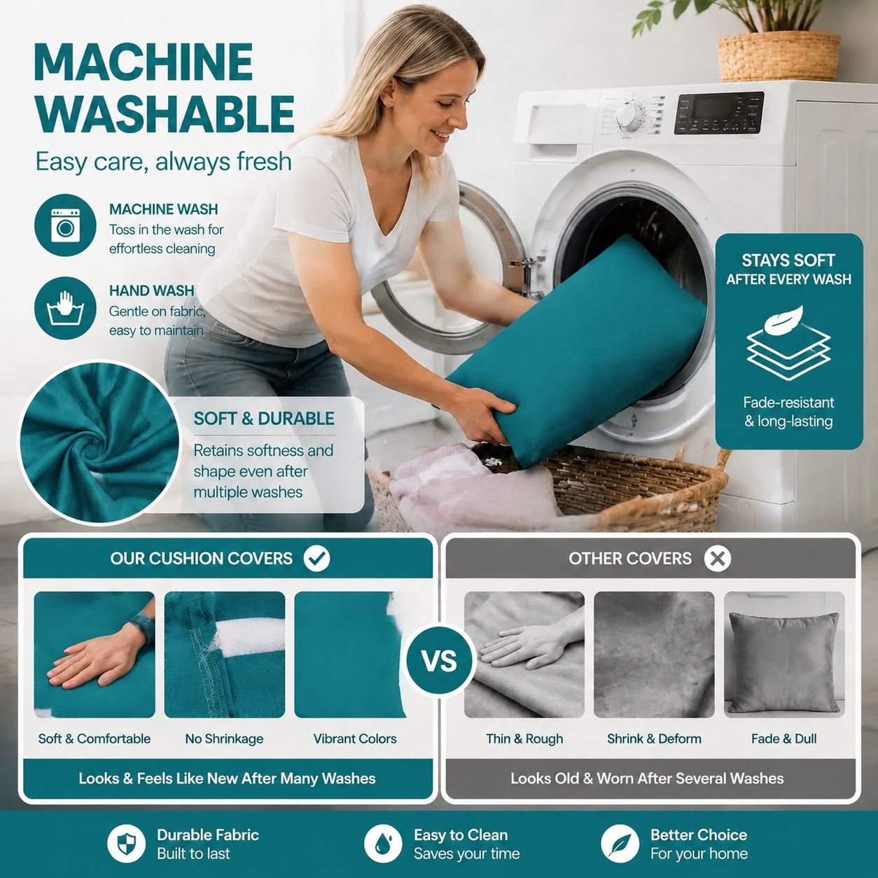Teal Outdoor Patio Sofa Cushion Covers machine washable