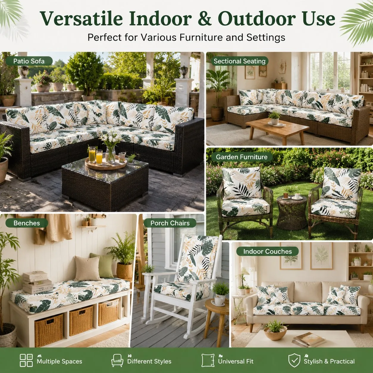 Coconut Palm LeavesCushion Covers perfect for various funiture and settings indoor & outdoor