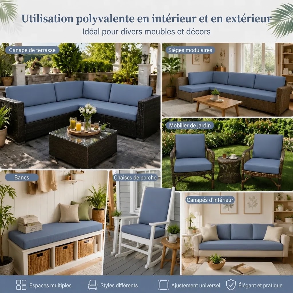 Housses de coussins de canapé de terrasse extérieur bleu ardoise
