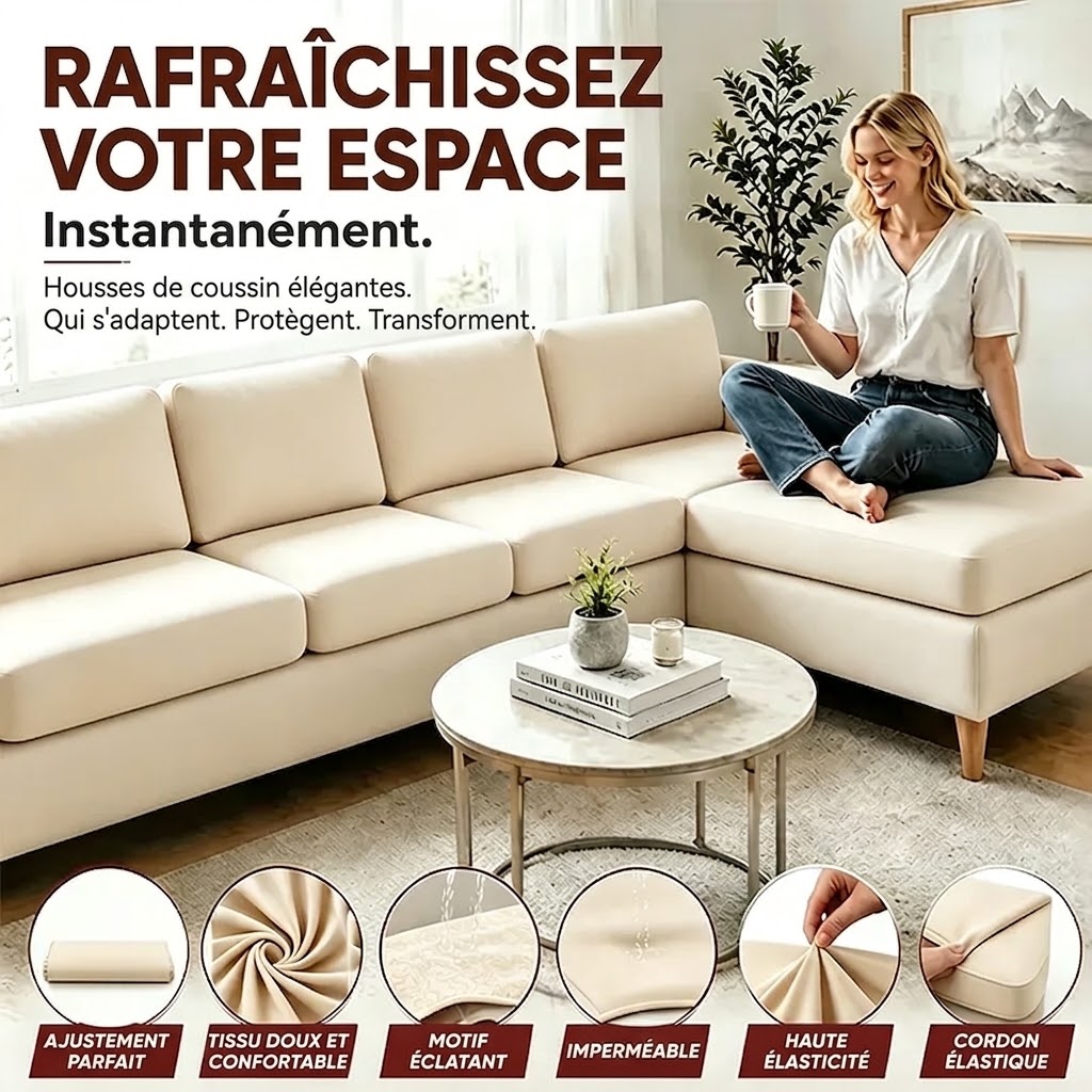 Housses de coussins de canapé de terrasse extérieur blanc cassé