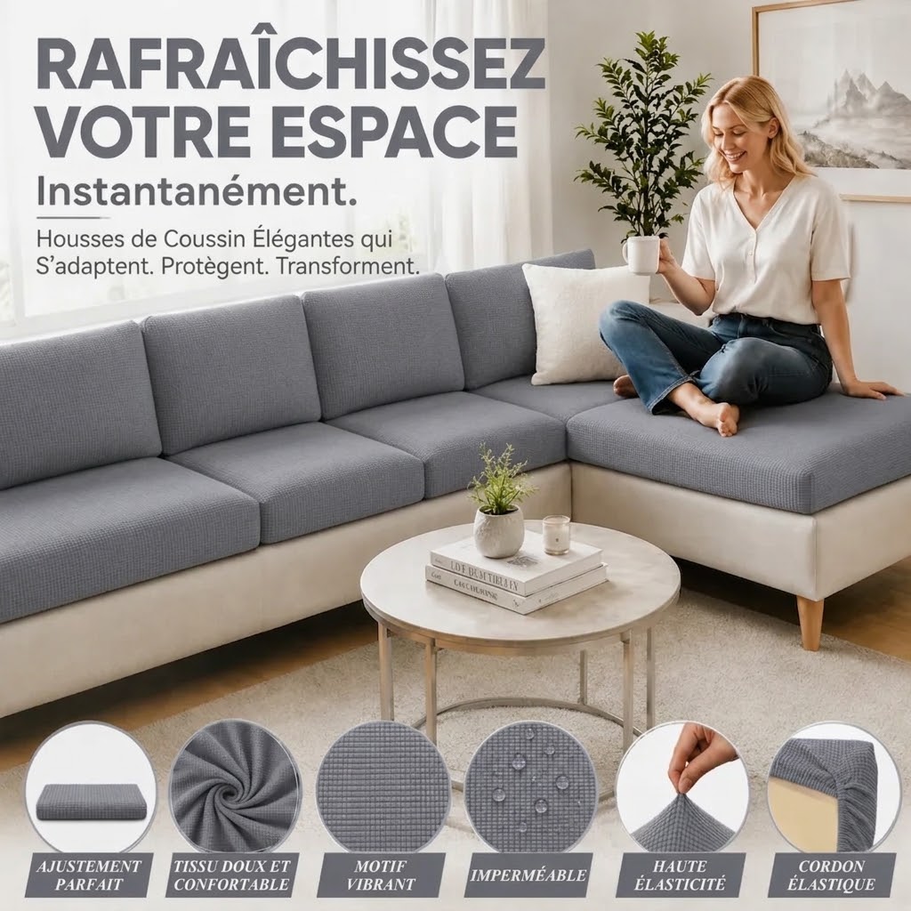 Housses de coussins de canapé de terrasse extérieur grises