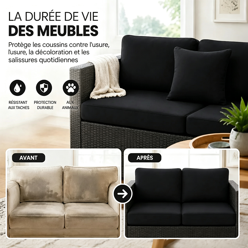 Housses de coussin noires pour canapé d'extérieur
