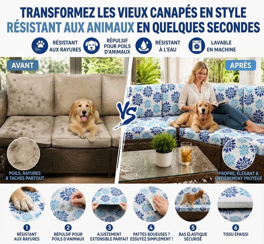 Blue Floral Pattern Outdoor Patio Sofa Cushion Covers