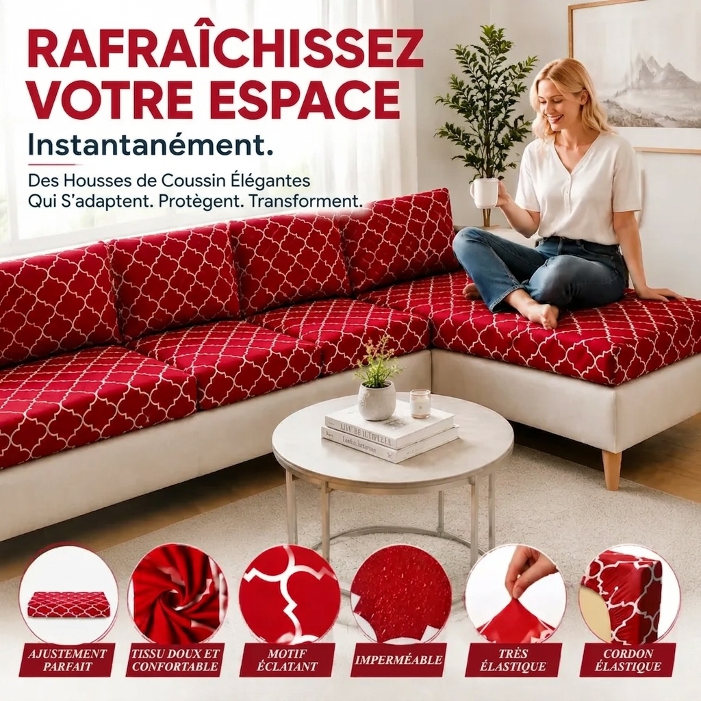 Housses de coussin de canapé de terrasse à motif géométrique rouge 