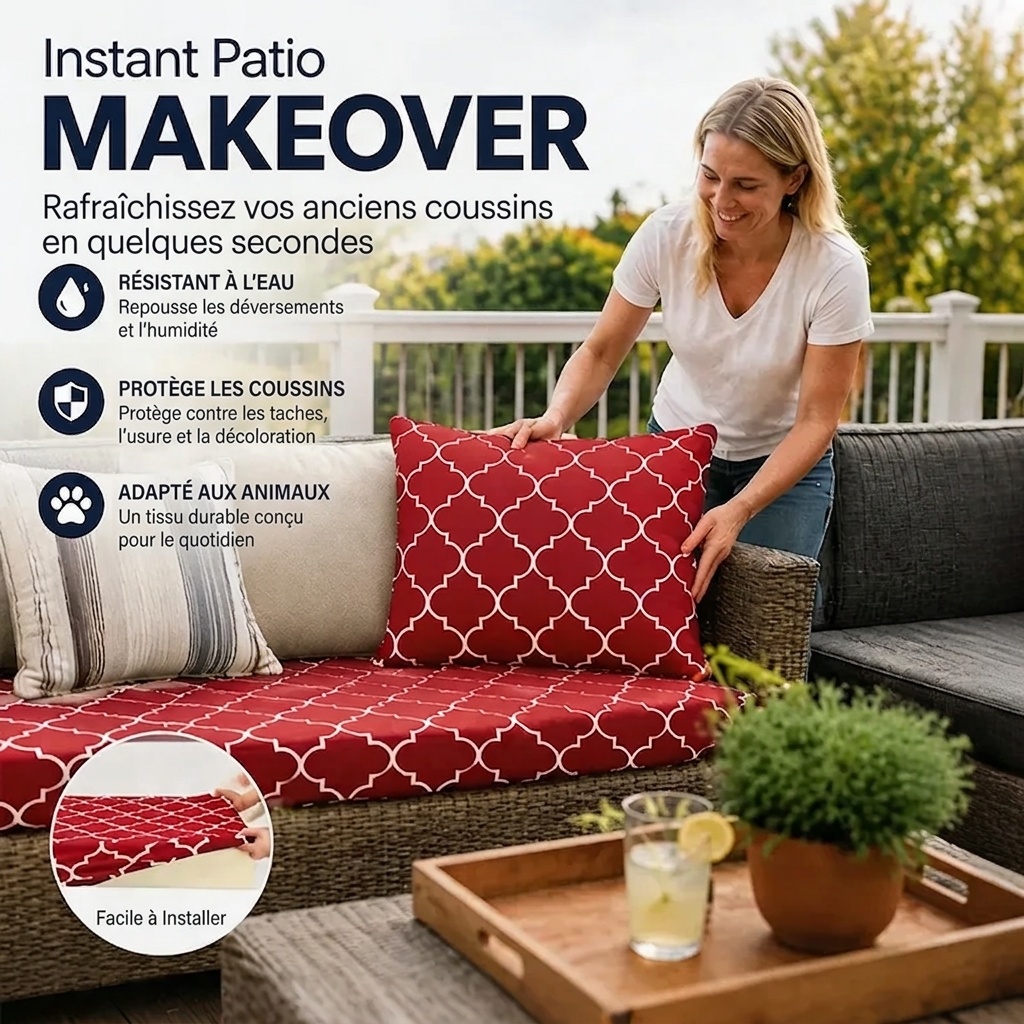 Housses de coussin de canapé de terrasse à motif géométrique rouge 