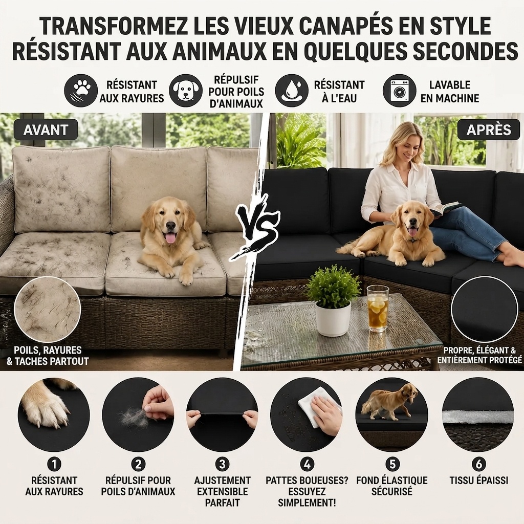 Housses de coussin noires pour canapé d'extérieur