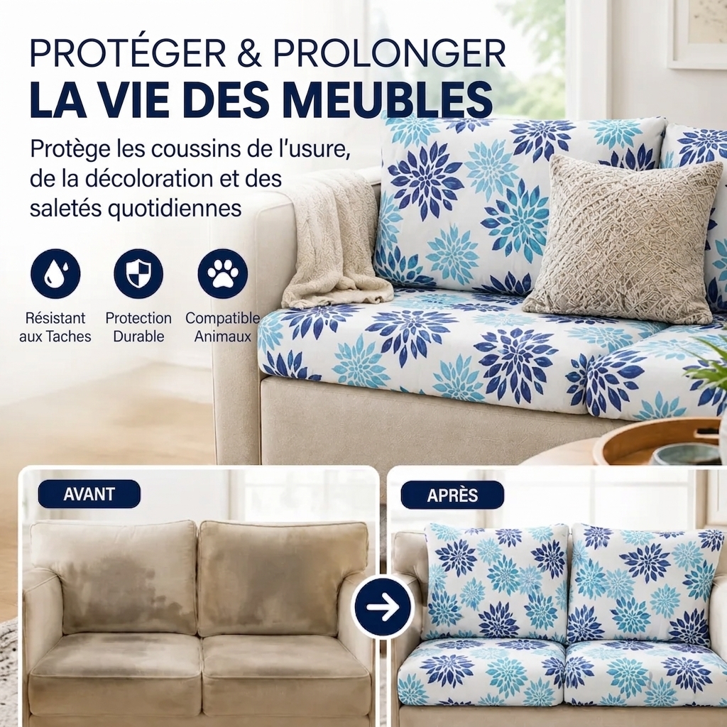 Blue Floral Pattern Outdoor Patio Sofa Cushion Covers