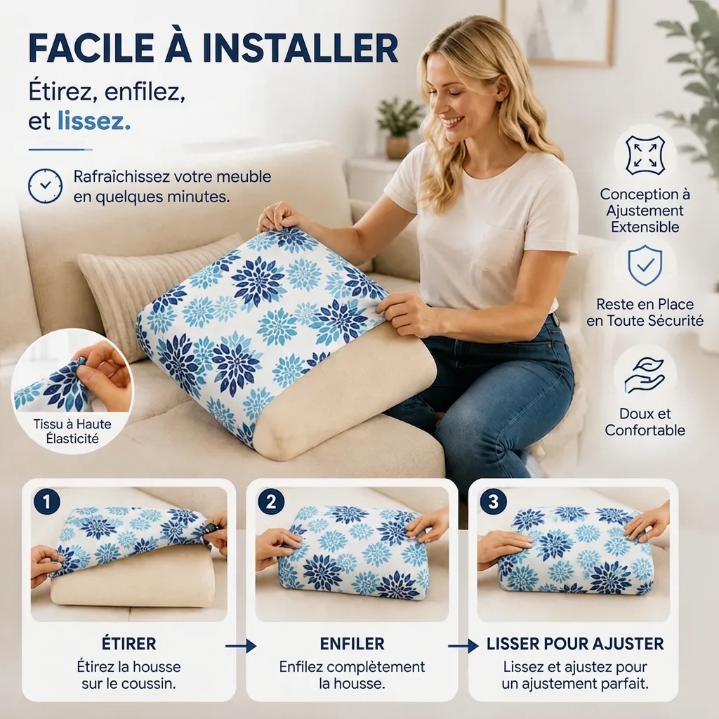 Blue Floral Pattern Outdoor Patio Sofa Cushion Covers