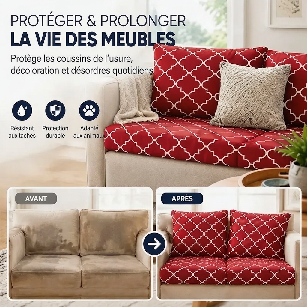 Housses de coussin de canapé de terrasse à motif géométrique rouge 