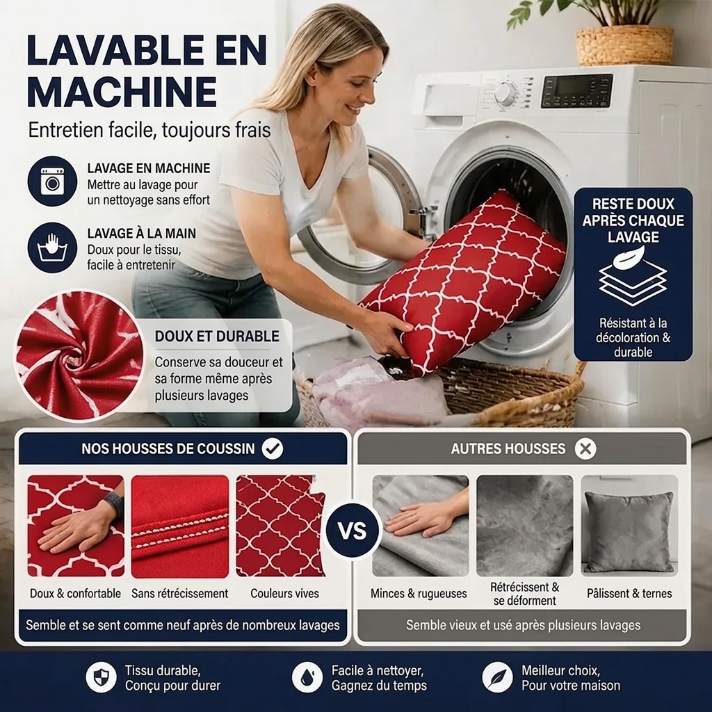 Housses de coussin de canapé de terrasse à motif géométrique rouge 