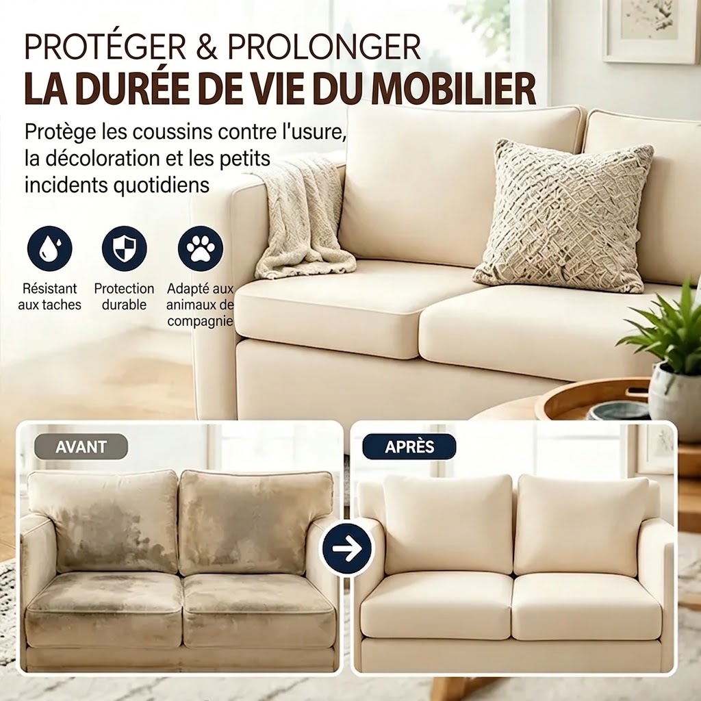 Housses de coussins de canapé de terrasse extérieur blanc cassé