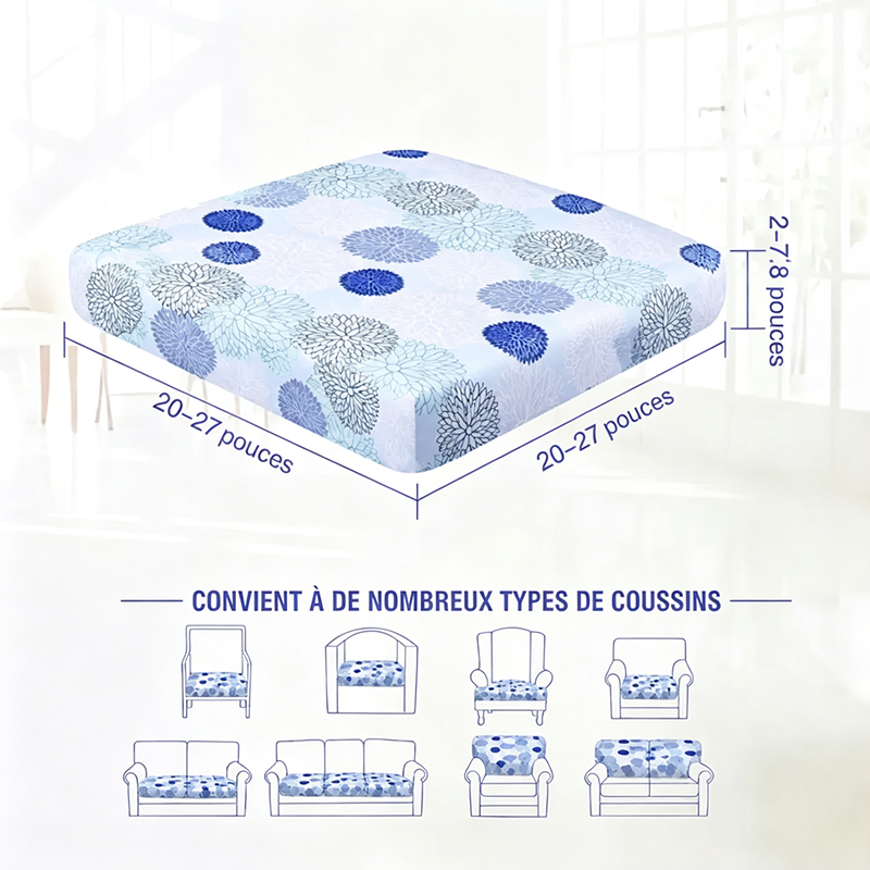 Light Blue Floral Outdoor Patio Sofa Cushion Covers