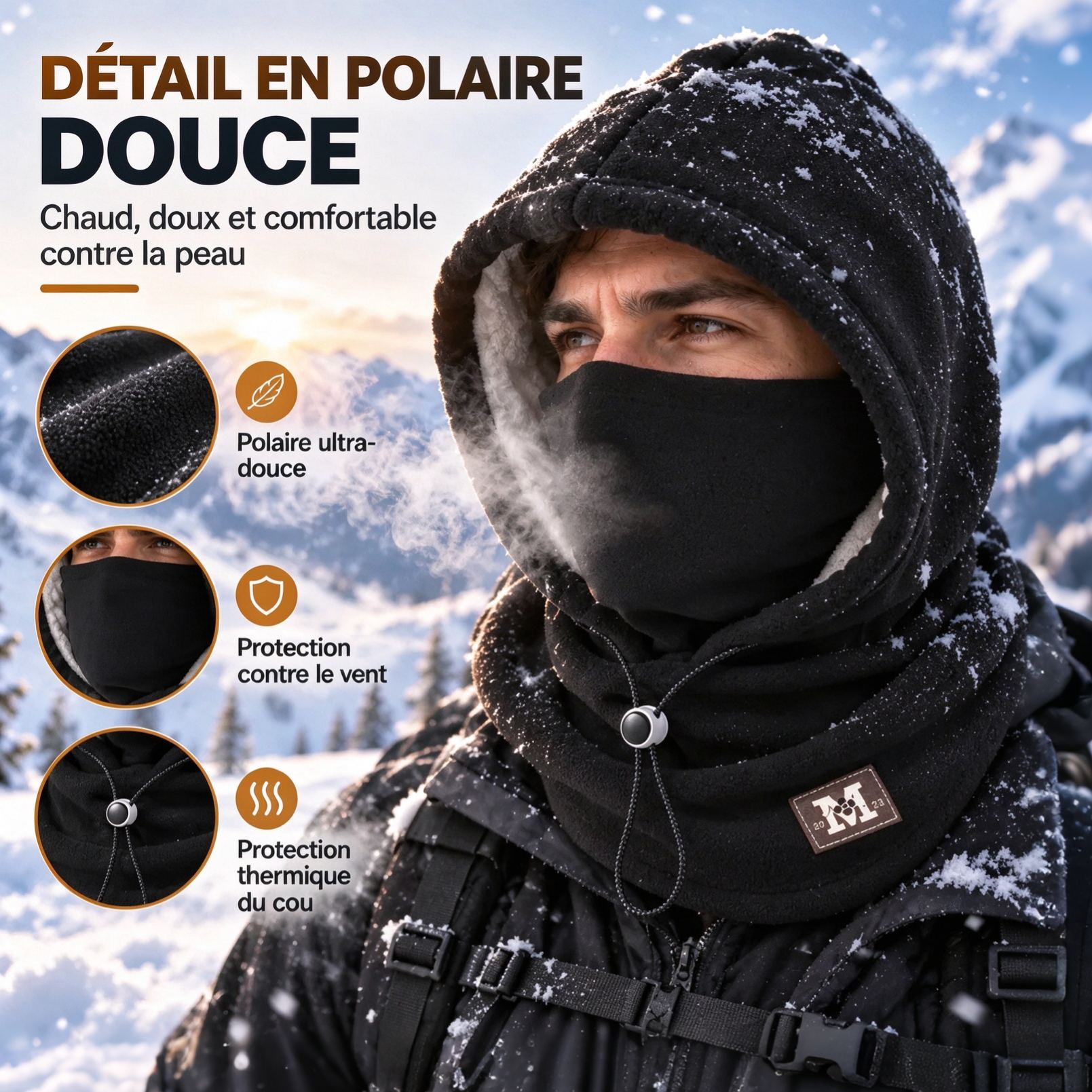 Cagoule polaire d'hiver – Chauffe-visage et cache-cou 3 en 1