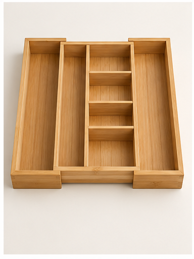 Expandable bamboo drawer organizer with compartments