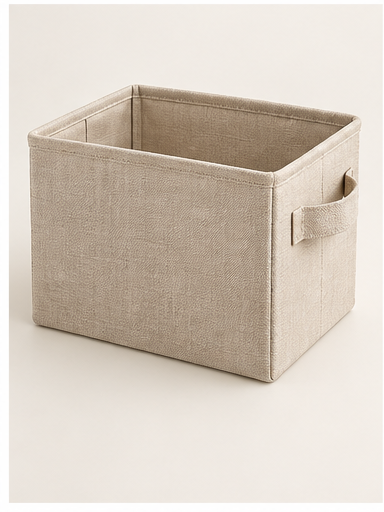 Beige foldable fabric storage basket