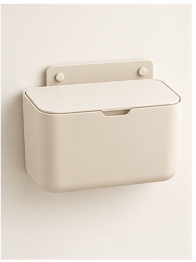 Cream wall-mounted compact storage box