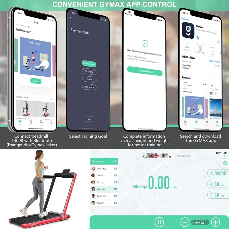 Eletriclife 2-in-1 Electric Folding Treadmill with Dual Display and Smart App Control