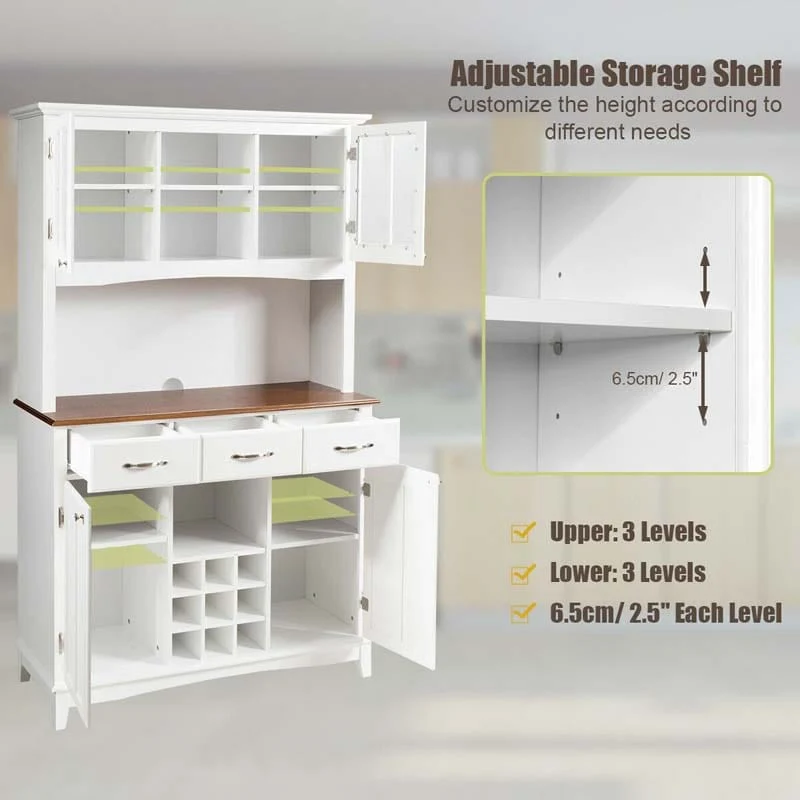 Eletriclife Wood Buffet Hutch Cabinet with 3 Large Drawers