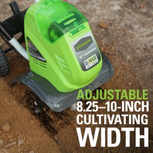 Greenworks 40V 10-inch Cordless Cultivator/Tiller with 40 Ah Battery and Charger, 27062