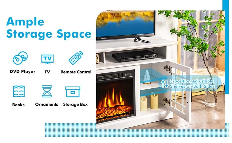 Eletriclife 48 Inch Fireplace TV Stand with 1400W Electric Fireplace for TVs up to 50 Inch