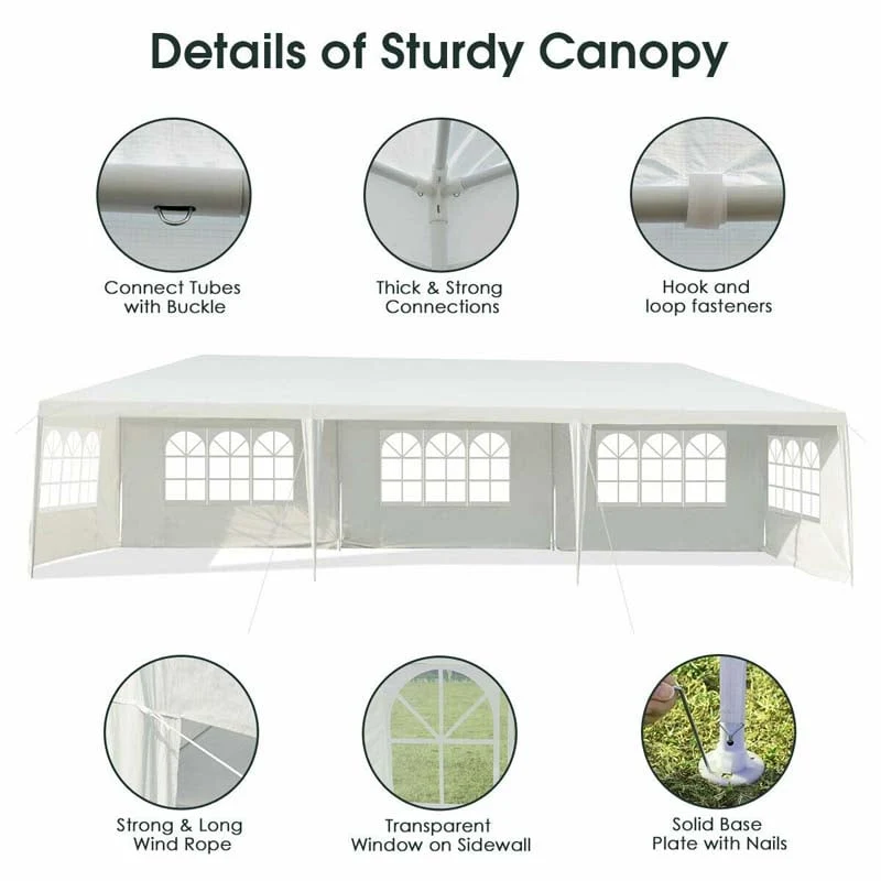 Eletriclife 10 x 30 FT Outdoor Party Wedding Gazebo Canopy Tent with 5 Removable Sidewalls