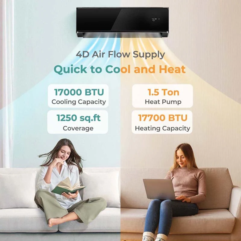 Eletriclife 17000 BTU 21 SEER2 208-230V Wifi Enabled Mini Split Air Conditioner and Heater
