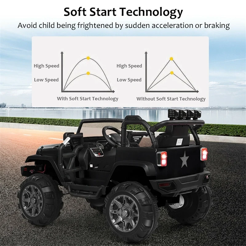 Eletriclife 12V Kids Remote Control Riding Truck Car with LED Lights